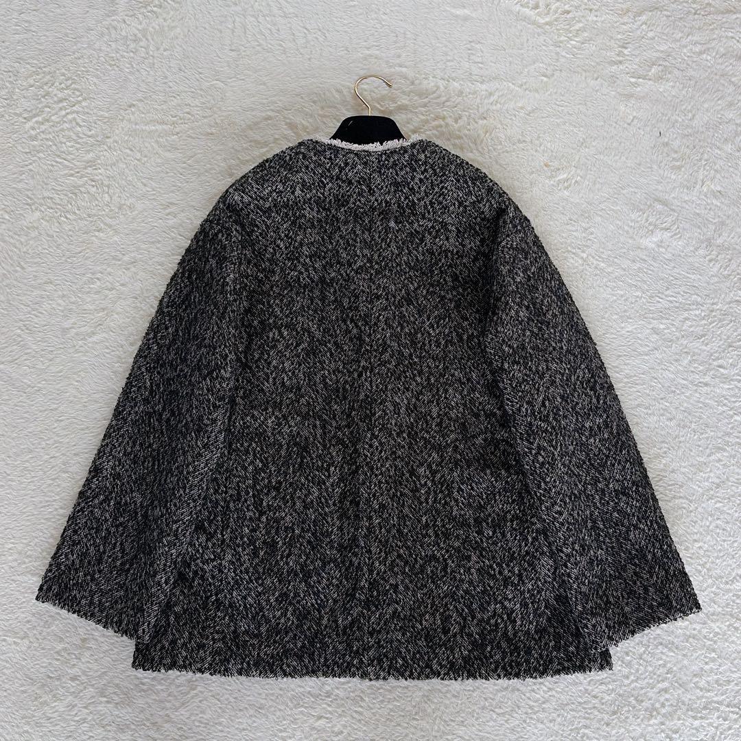 新品タグ付き✨【グリーンレーベル】ツイードノーカラージャケット 金ボタン 38