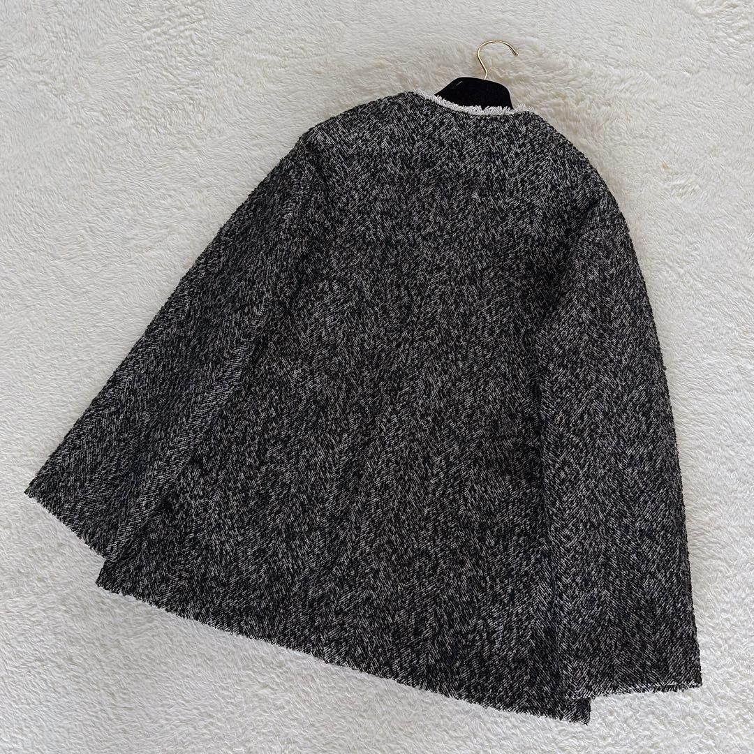 新品タグ付き✨【グリーンレーベル】ツイードノーカラージャケット 金ボタン 38