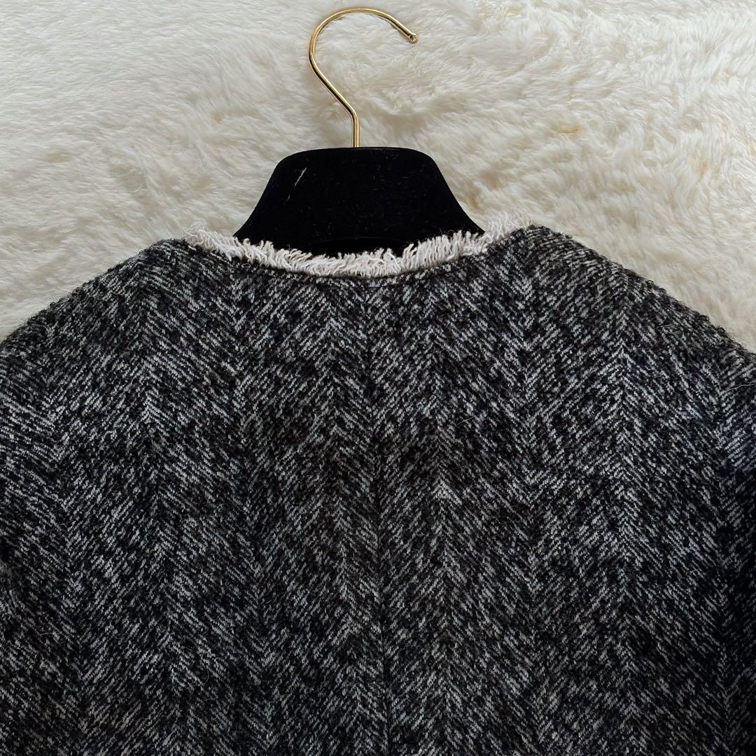 新品タグ付き✨【グリーンレーベル】ツイードノーカラージャケット 金ボタン 38