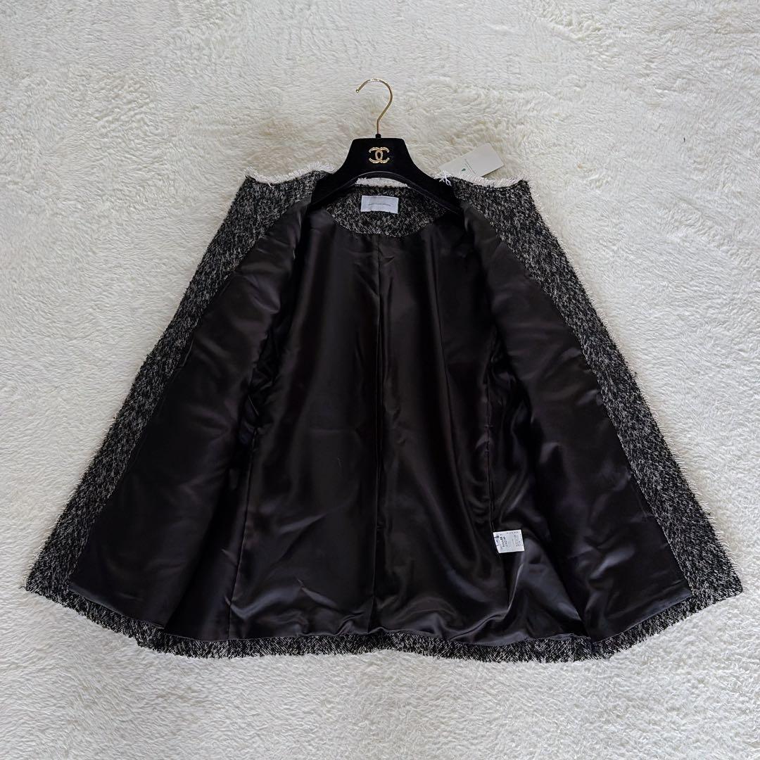 新品タグ付き✨【グリーンレーベル】ツイードノーカラージャケット 金ボタン 38