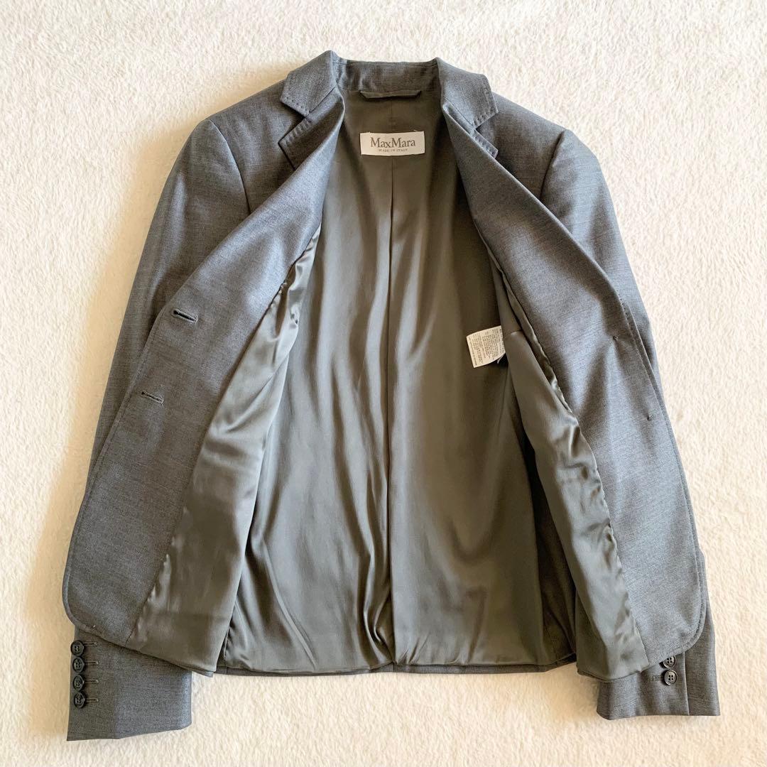 【極美品 大きいサイズ】マックスマーラ　テーラード ジャケット　白タグ　シルク