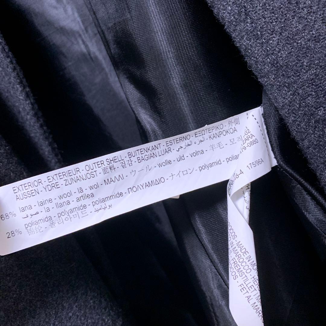 ZARAベルト付きウールコートダークグレーL