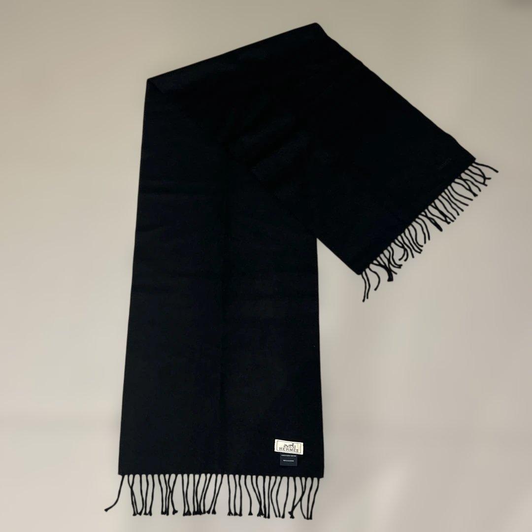【最終値下げ】HERMES ブラック カシミヤ マフラー
