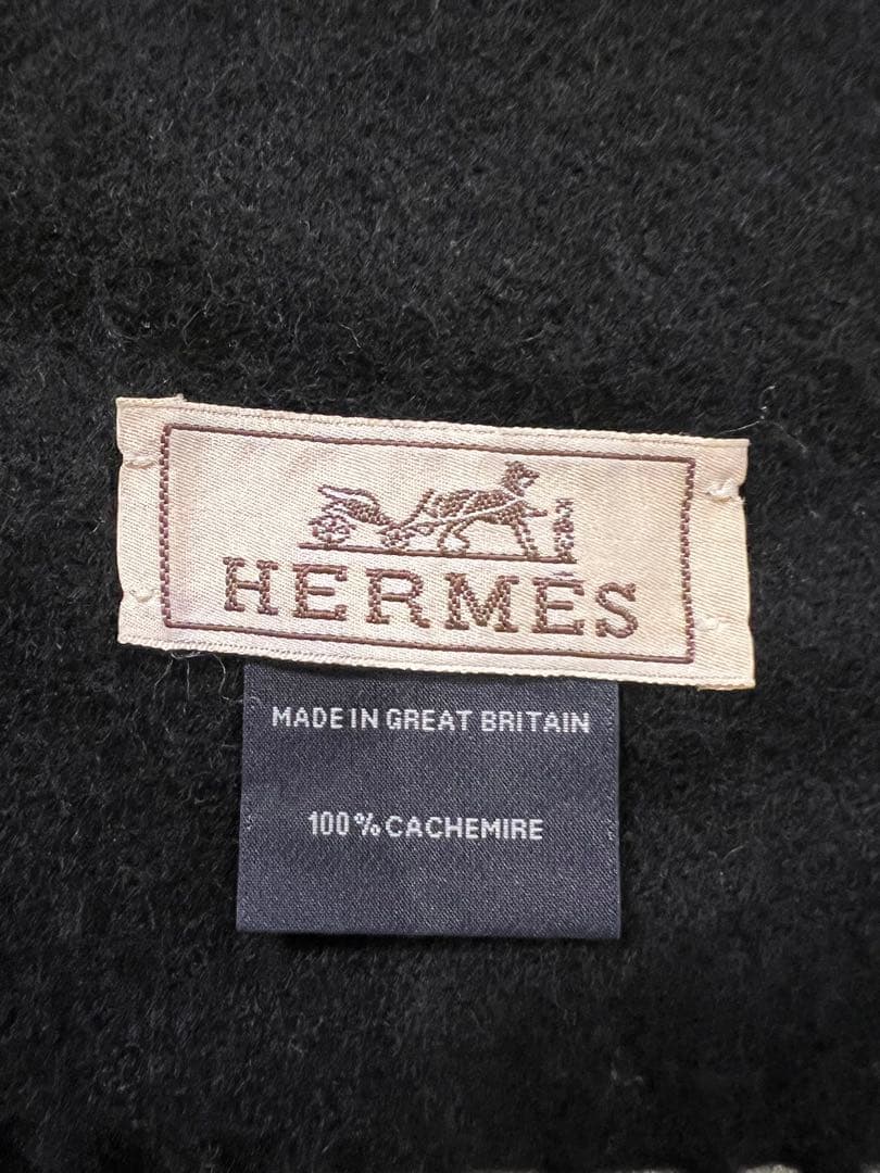 【最終値下げ】HERMES ブラック カシミヤ マフラー