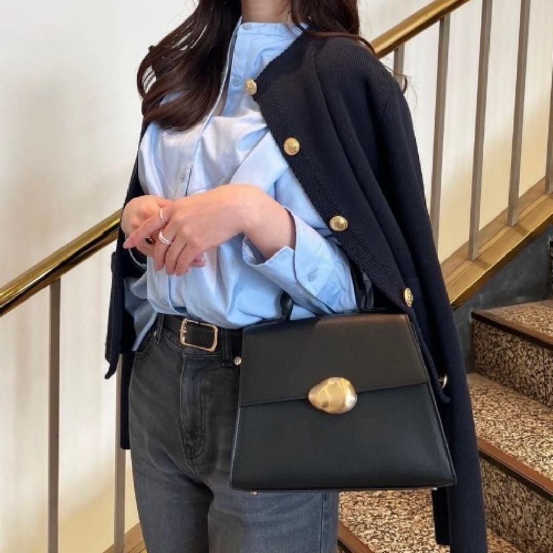 ZOZO アニュアンス　オリジナルボタンノーカラーニットジャケット　ネイビー