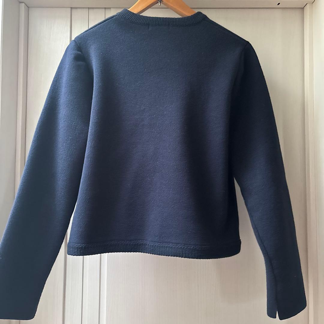 ZOZO アニュアンス　オリジナルボタンノーカラーニットジャケット　ネイビー