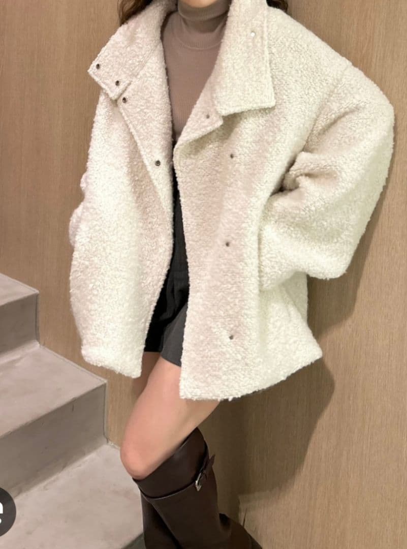 【FRAY I.D】ウールモヘアブークレミドルコート