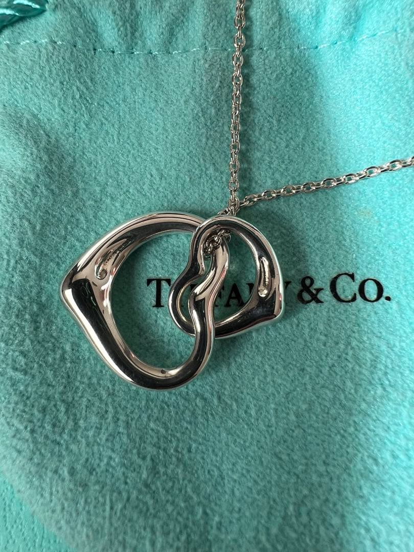 Tiffany & Co. ダブルオープンハートネックレス　美品✨