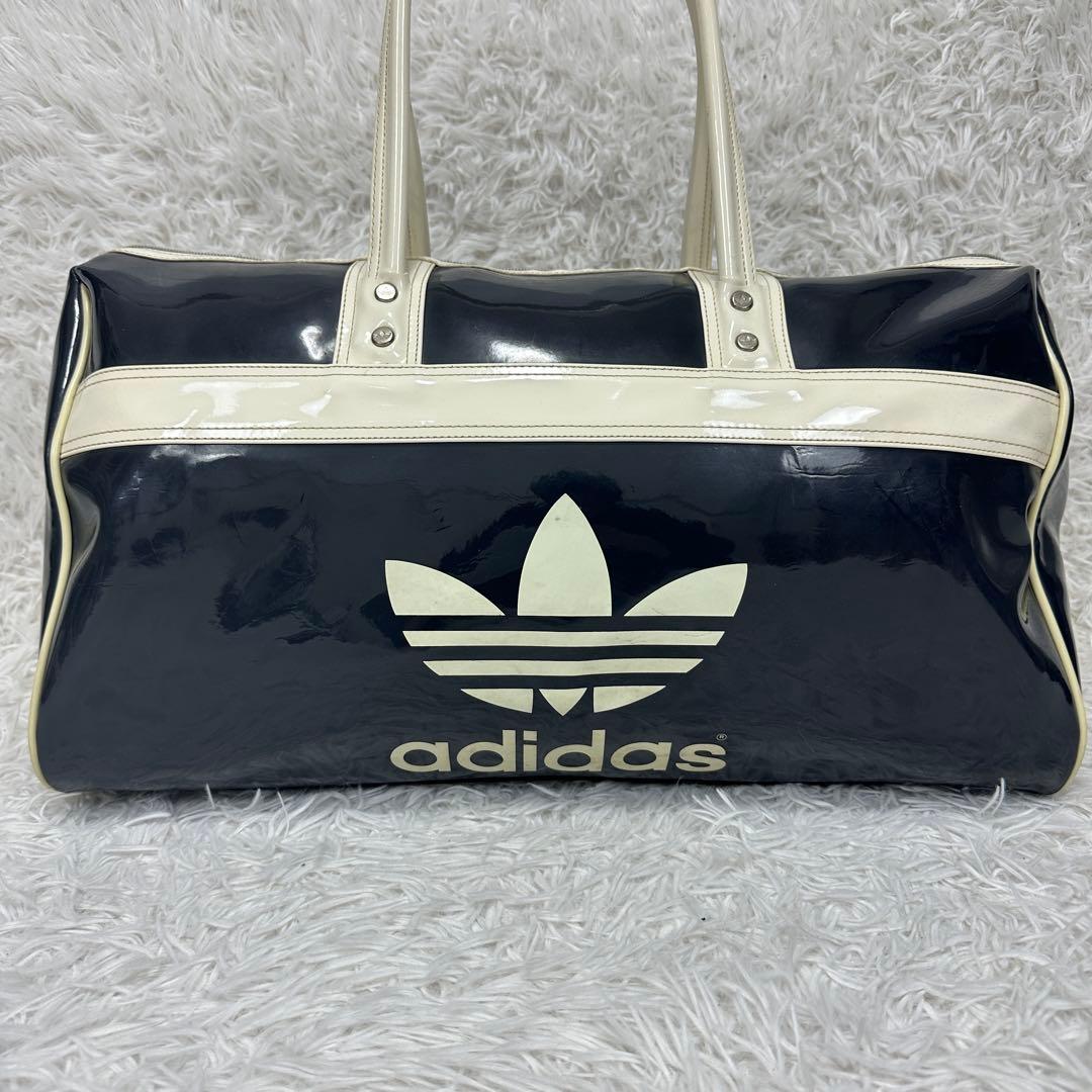 超希少 90s【old adidas】エナメル ボストンバッグ トレフォイル