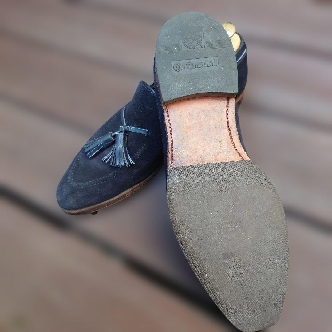 クロケット＆ジョーンズ　ネイビー スエード タッセルローファー　オールデン