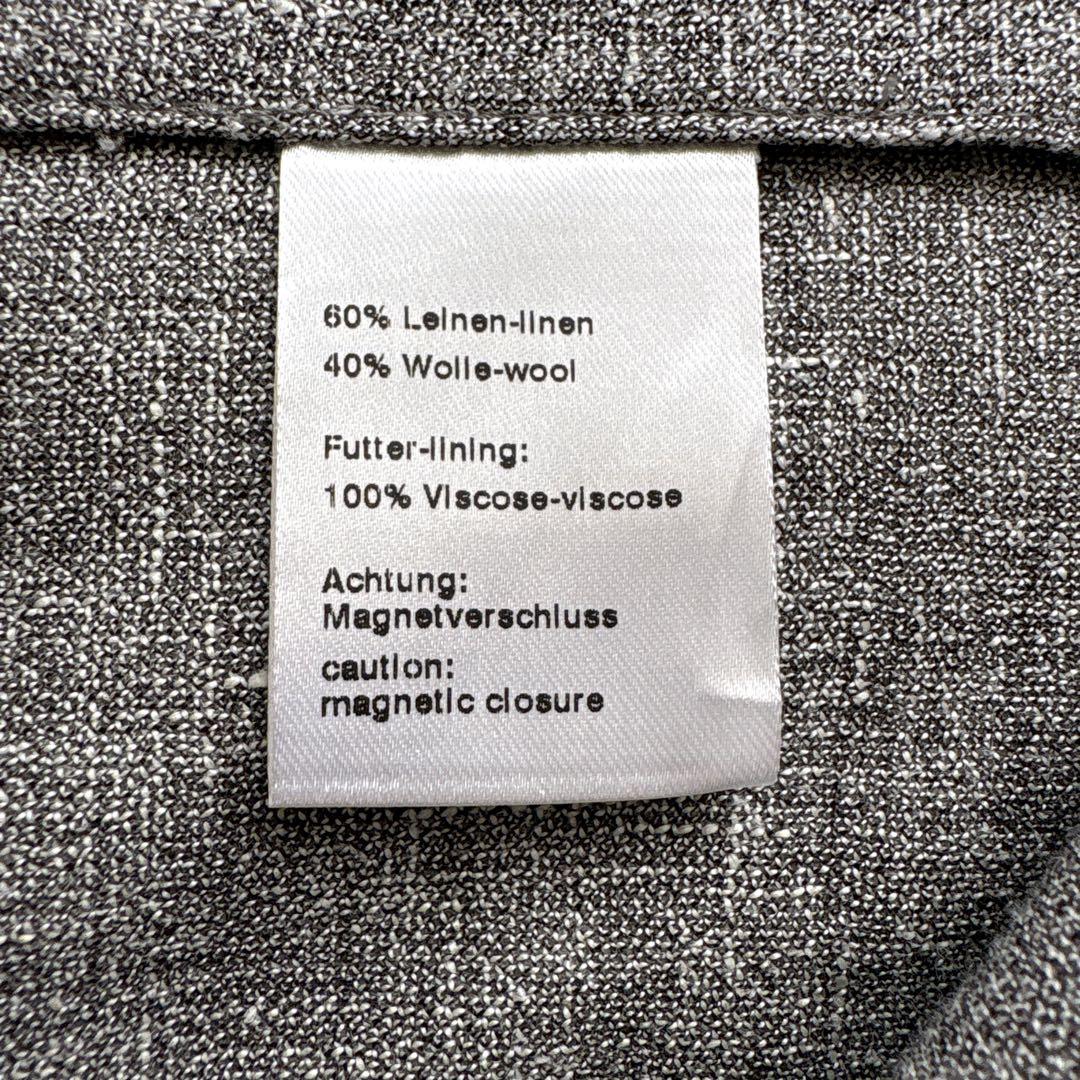 AKRIS アクリス ノーカラージャケット ウールリネン フロントフック 38
