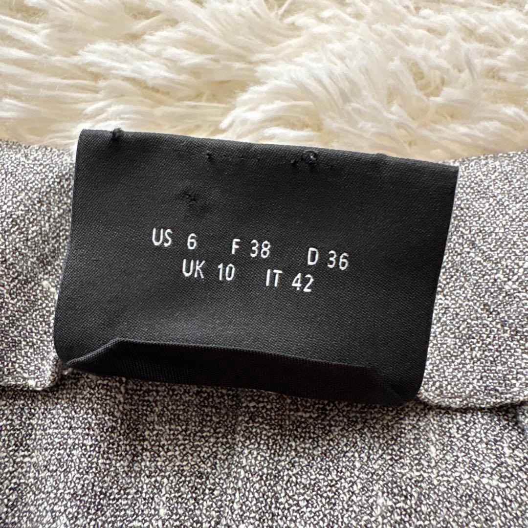 AKRIS アクリス ノーカラージャケット ウールリネン フロントフック 38