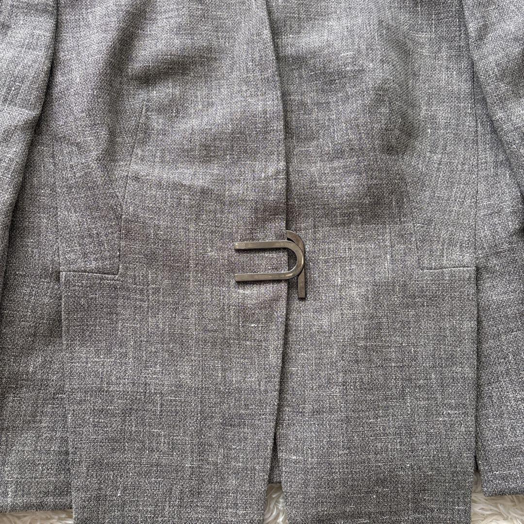 AKRIS アクリス ノーカラージャケット ウールリネン フロントフック 38