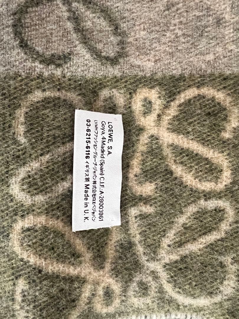 値下　ロエベ チェッカーボード スカーフ　LOEWE カシミヤ　美品　マフラー