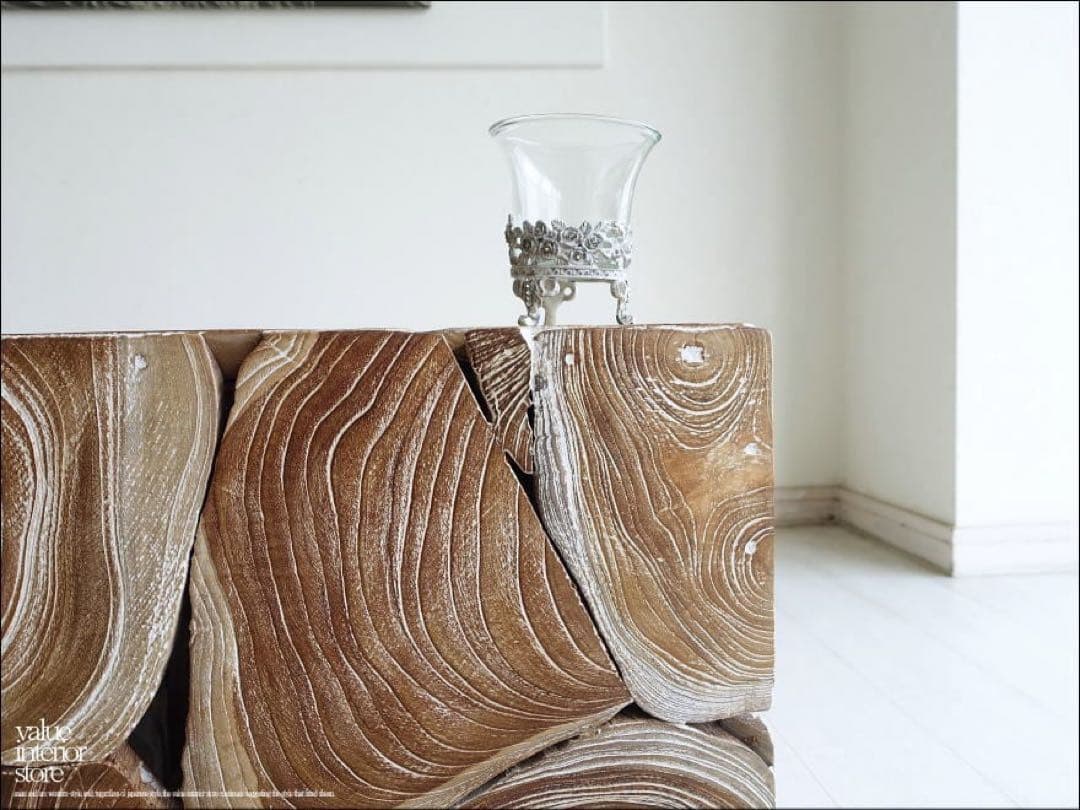 無垢 チークブロックスツールN 40x40cm