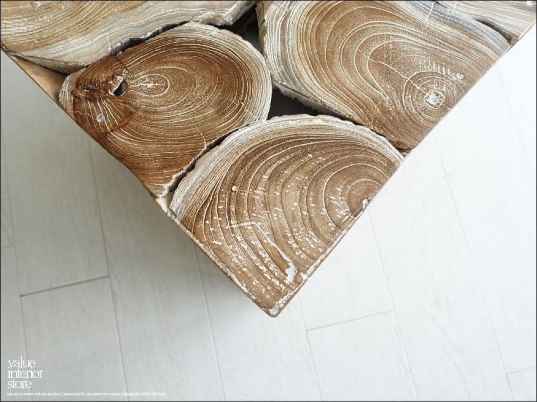 無垢 チークブロックスツールN 40x40cm