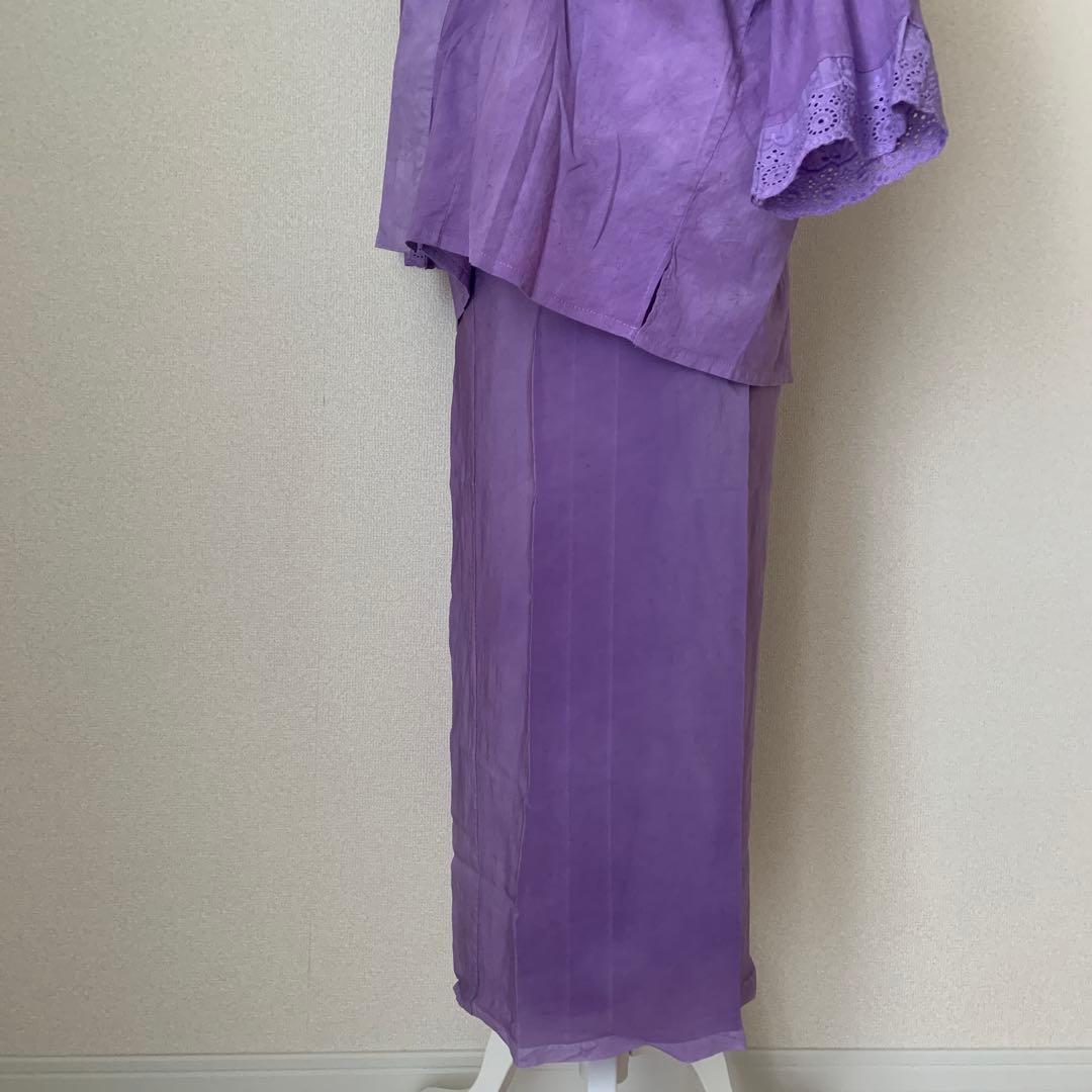 カラー半襦袢＆裾除けセット　パープル　新古品