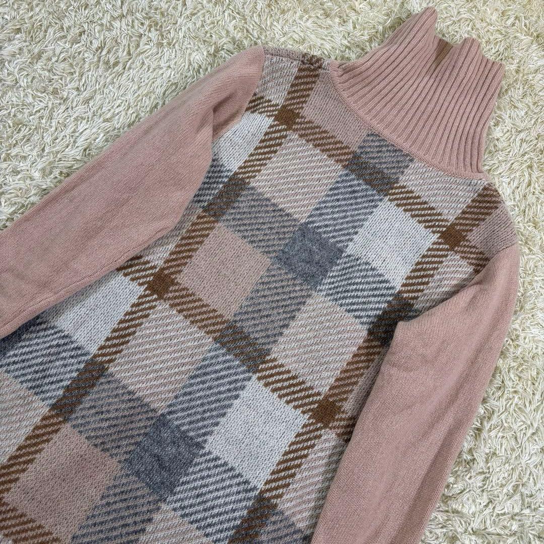 ブルーレーベルクレストブリッジ　モヘヤ　ニット　タートルネック　膝丈ワンピース