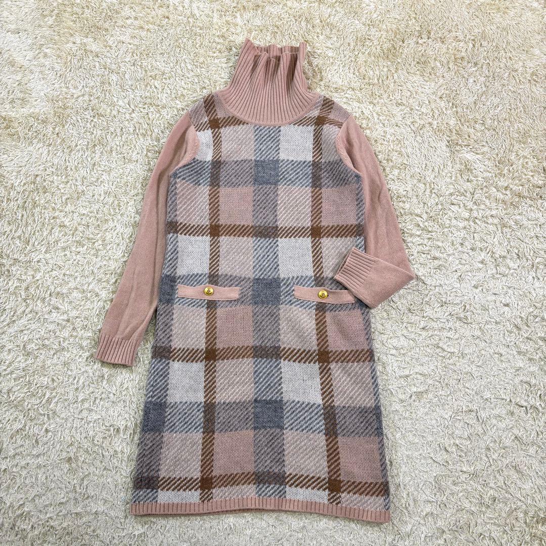 ブルーレーベルクレストブリッジ　モヘヤ　ニット　タートルネック　膝丈ワンピース