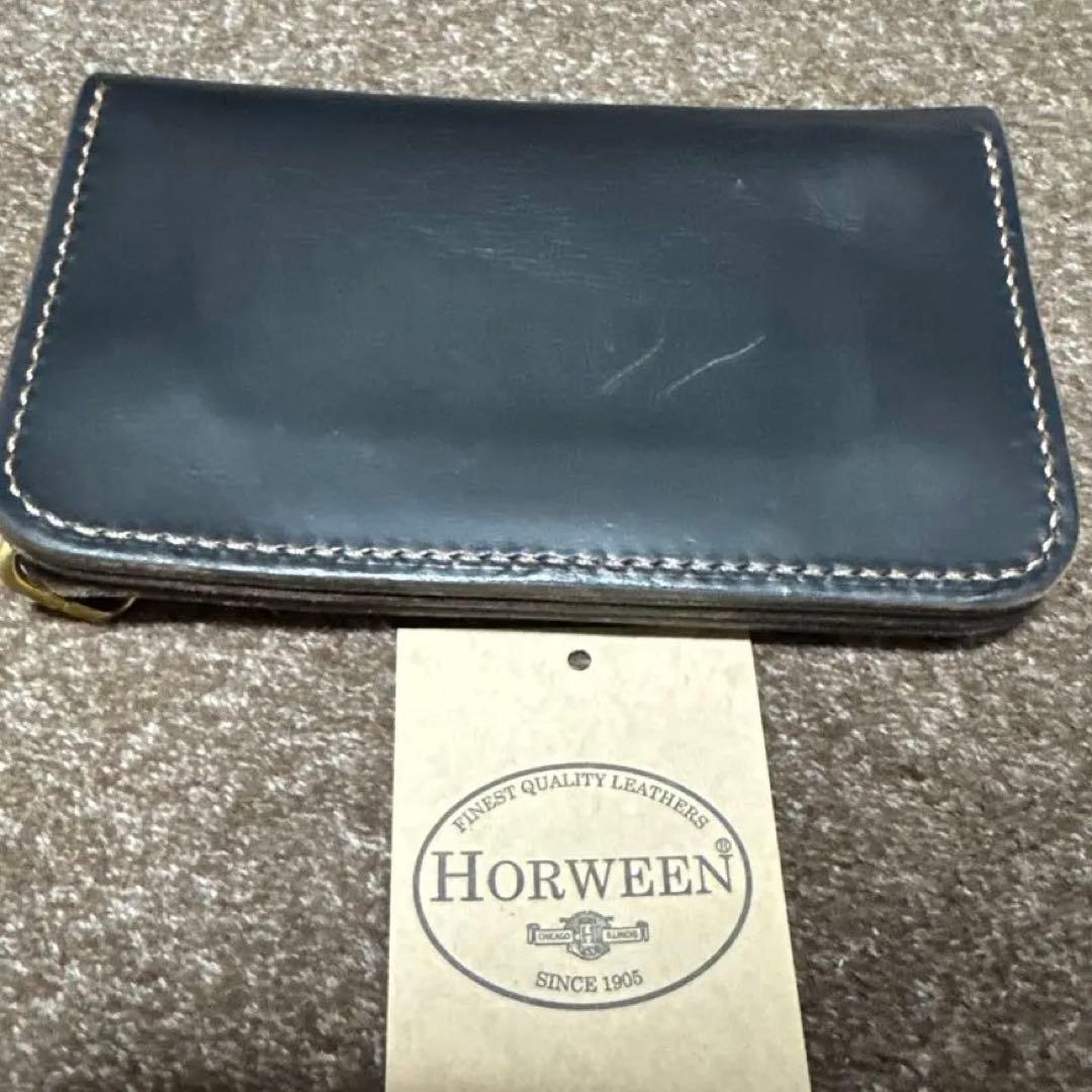 クロムエクセル　トラッカーウォレット　ミドル　黒　茶心　3層　ホーウィン社