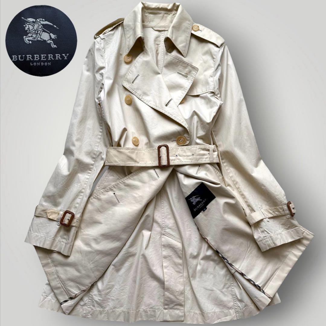 美品 バーバリーロンドン トレンチコート ノバストライプ ベージュ L