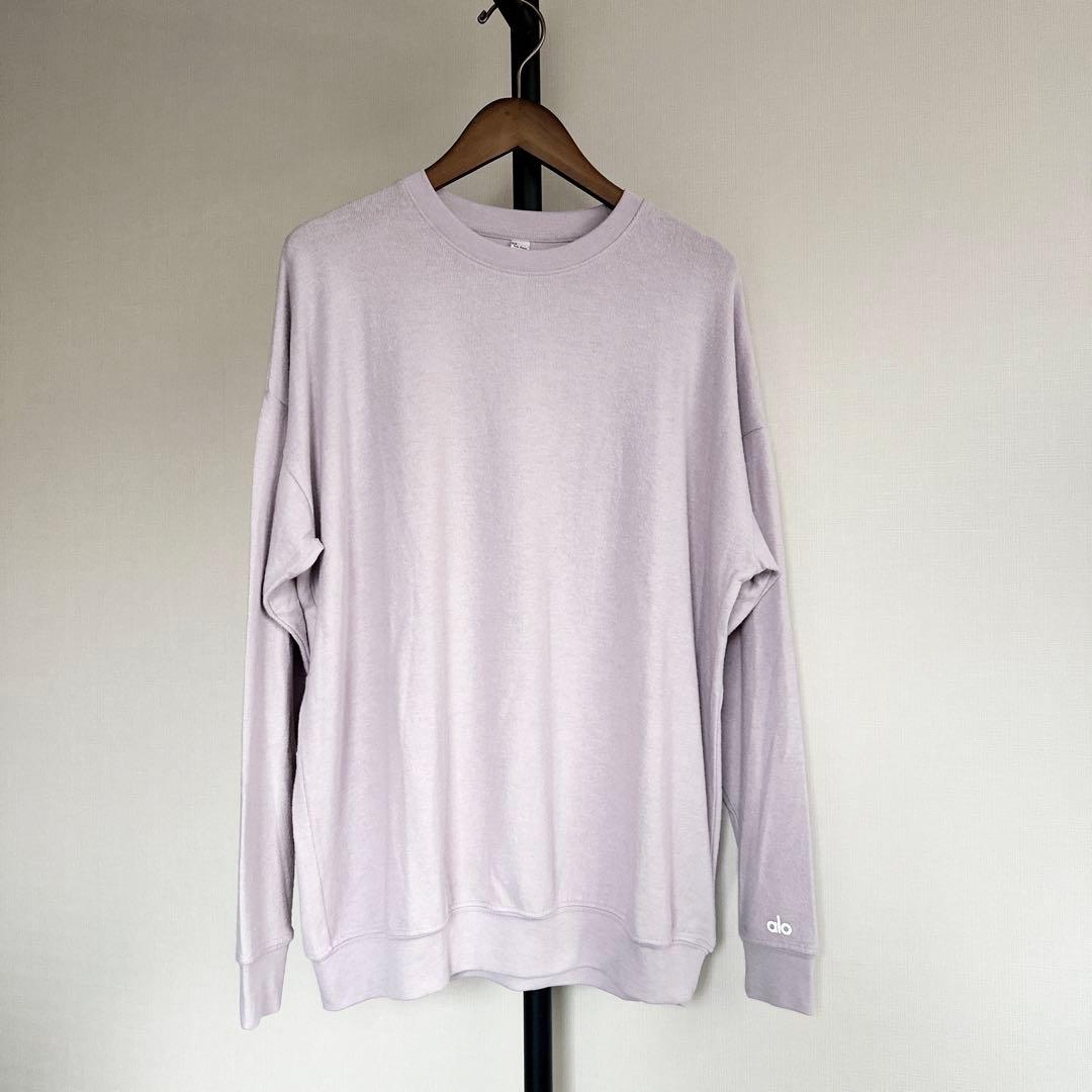 新品♡alo yogaクルーネックプルオーバー オーバーサイズ ライラック完売色