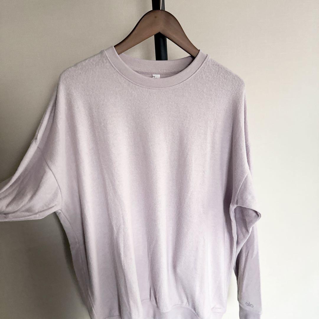 新品♡alo yogaクルーネックプルオーバー オーバーサイズ ライラック完売色