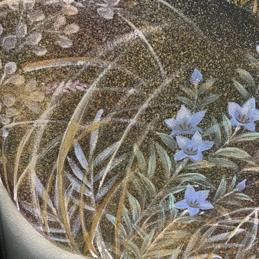 D101 訪問着 手描き花模様 縫い紋 正絹 着物 袷 しつけ糸付き未使用極美品