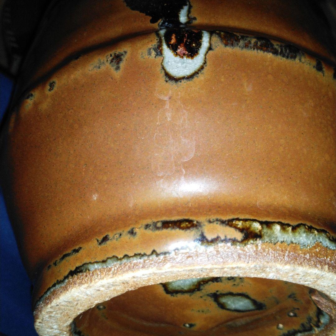 NO345 益子焼　木村一郎 柿釉花瓶　師　濱田庄司　河井寛次郎