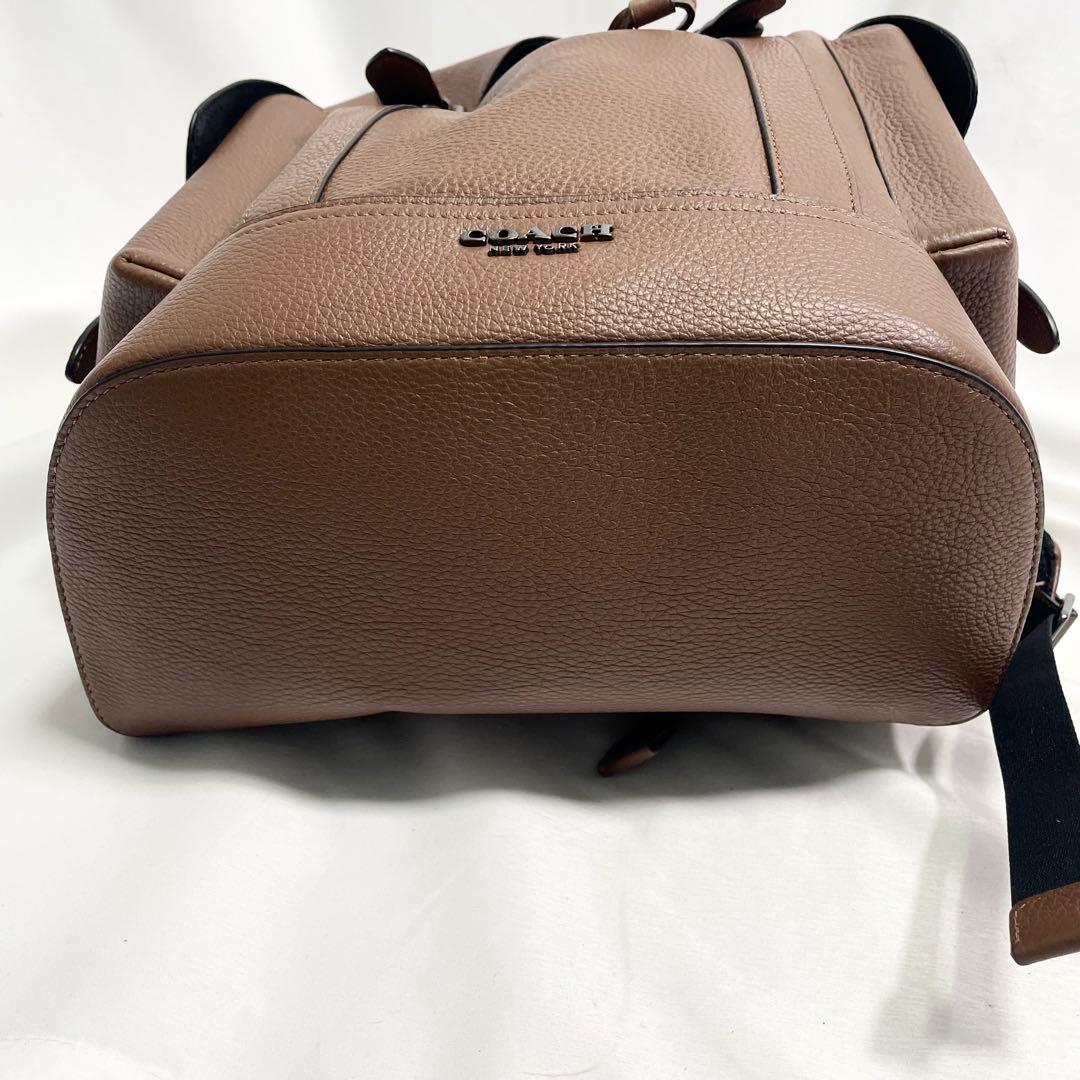 コーチ ハドソン ロゴ 金具 レザー リュック ブラウン 大容量 多機能 A4可