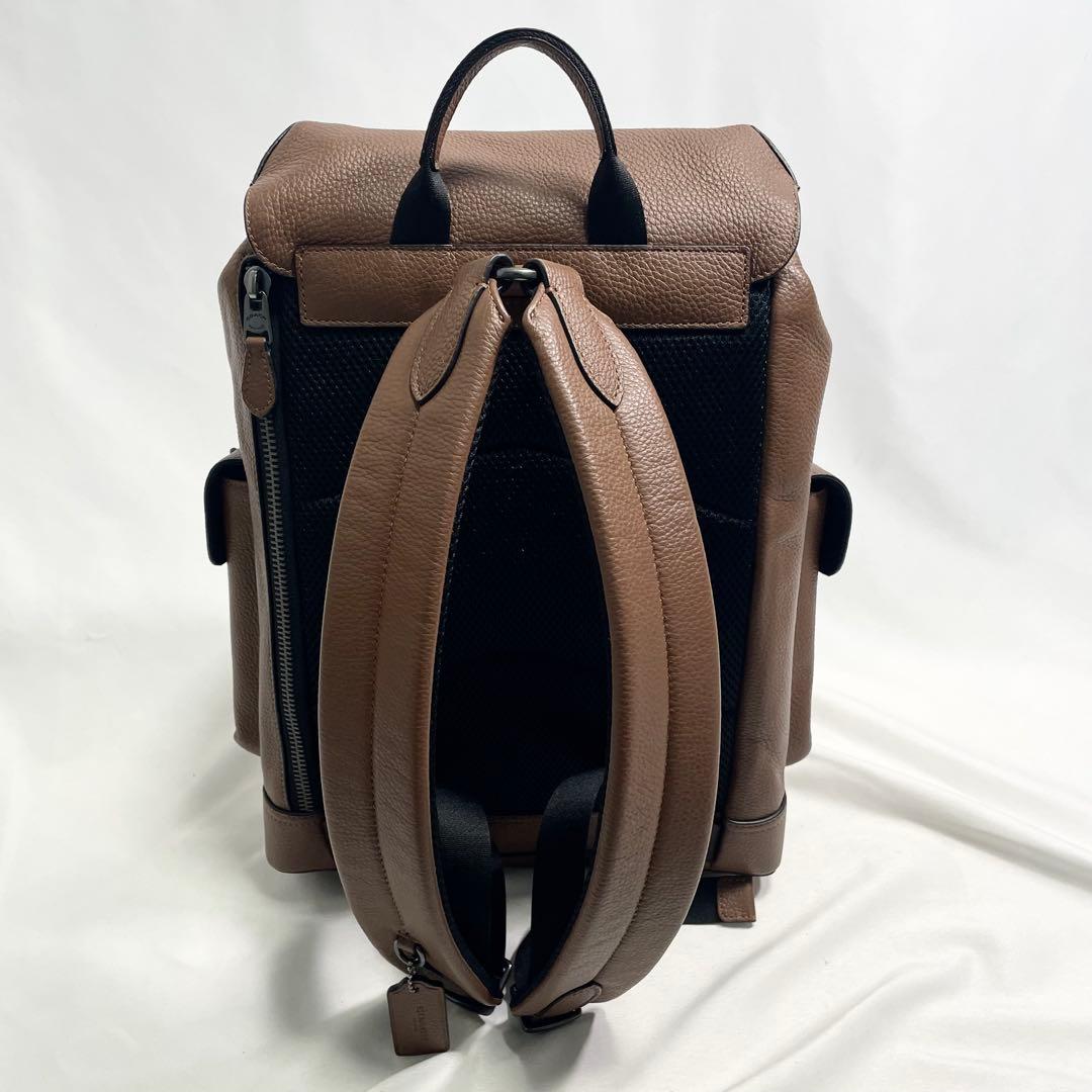 コーチ ハドソン ロゴ 金具 レザー リュック ブラウン 大容量 多機能 A4可