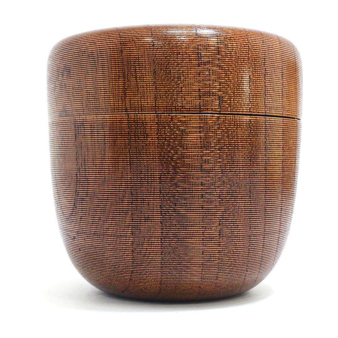 Y3115-9 茶道具 岡本漆園 桜紅葉絵 金蒔絵 棗 共箱　YY