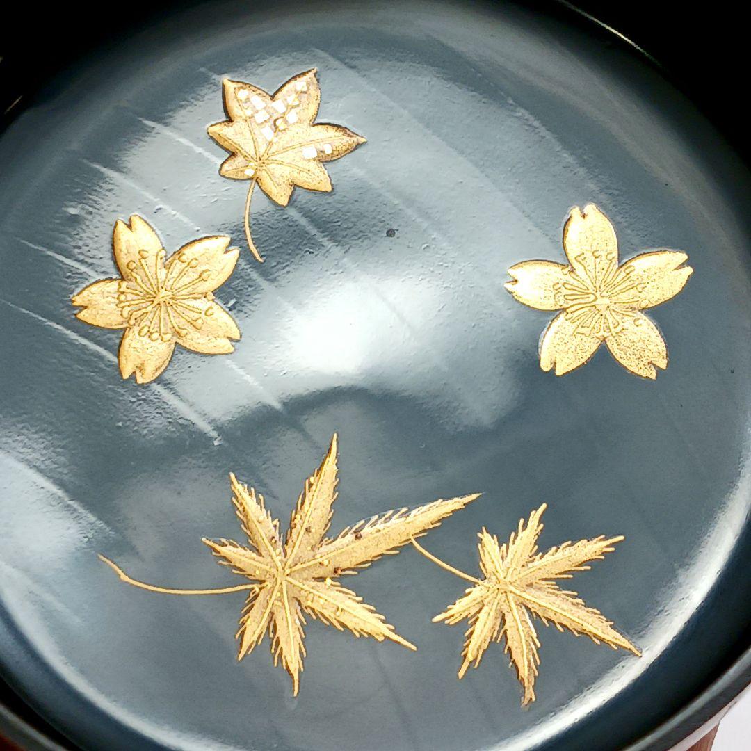 Y3115-9 茶道具 岡本漆園 桜紅葉絵 金蒔絵 棗 共箱　YY