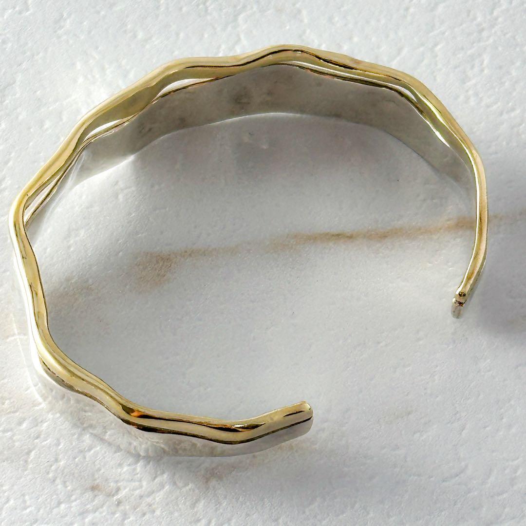 廃盤　agete シルバーバングル　コンビカラー　シルバー　ゴールド