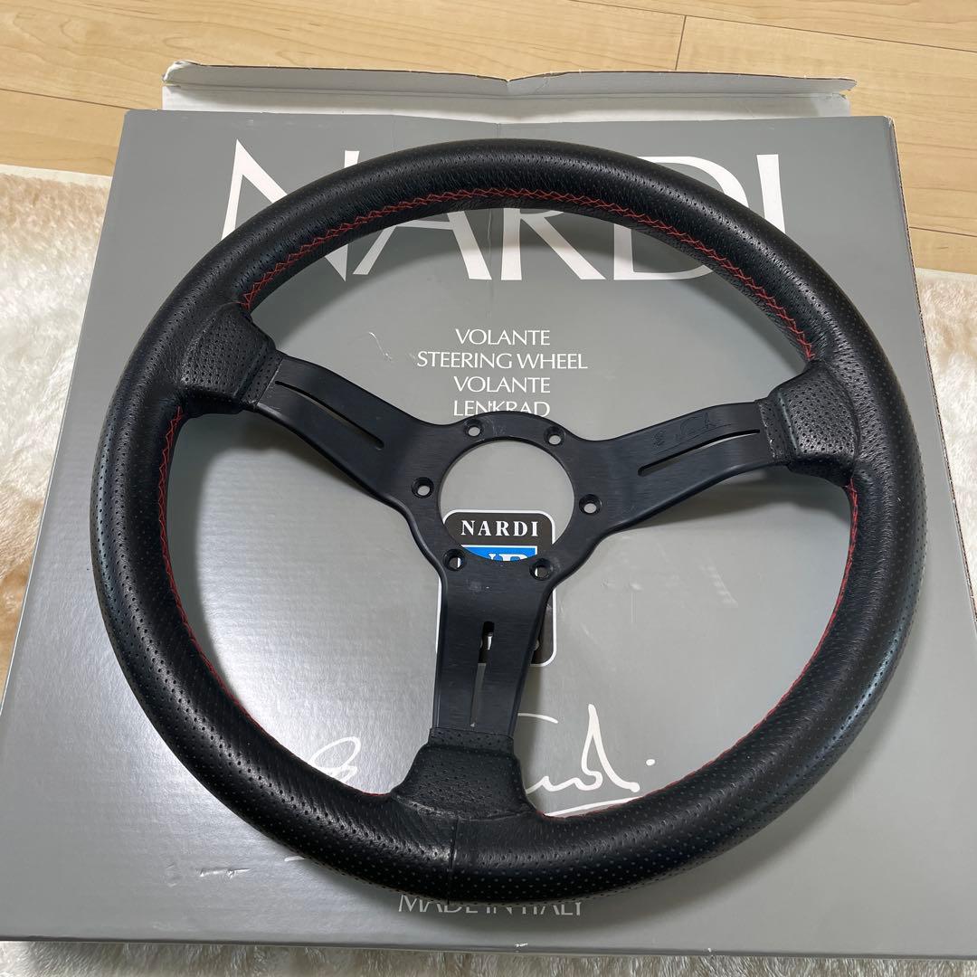 NARDI ステアリングホイール 3スポーク ブラック/レッド