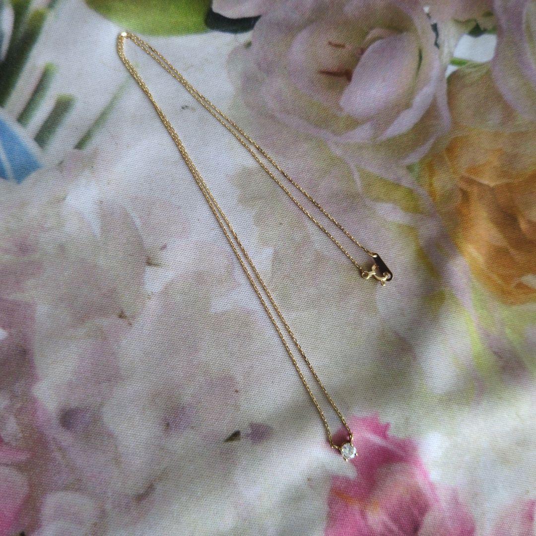 ✿18金✿一粒ダイヤモンドネックレス 　　0.22 ct カード付き