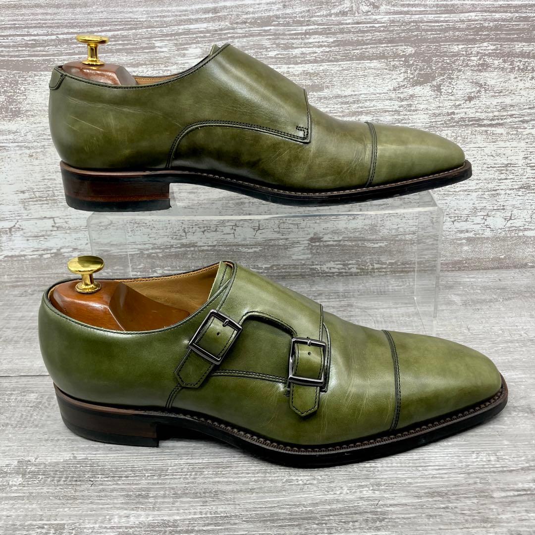 624【希少/美品】REGAL 革靴 ダブルモンク ビジネス オリーブ 25.5