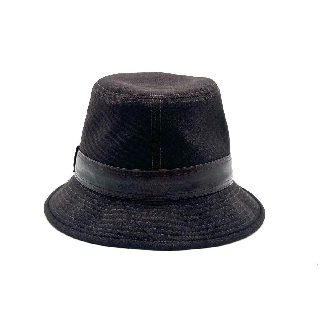 エルメス　HERMES　バケットハット　バケハ　帽子　チェック柄　レザーバンド