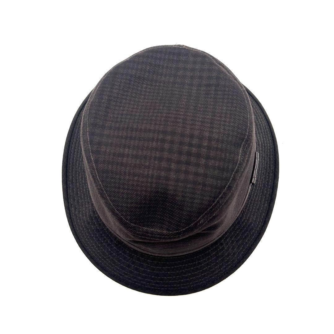 エルメス　HERMES　バケットハット　バケハ　帽子　チェック柄　レザーバンド