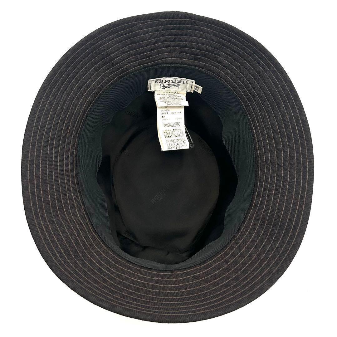 エルメス　HERMES　バケットハット　バケハ　帽子　チェック柄　レザーバンド