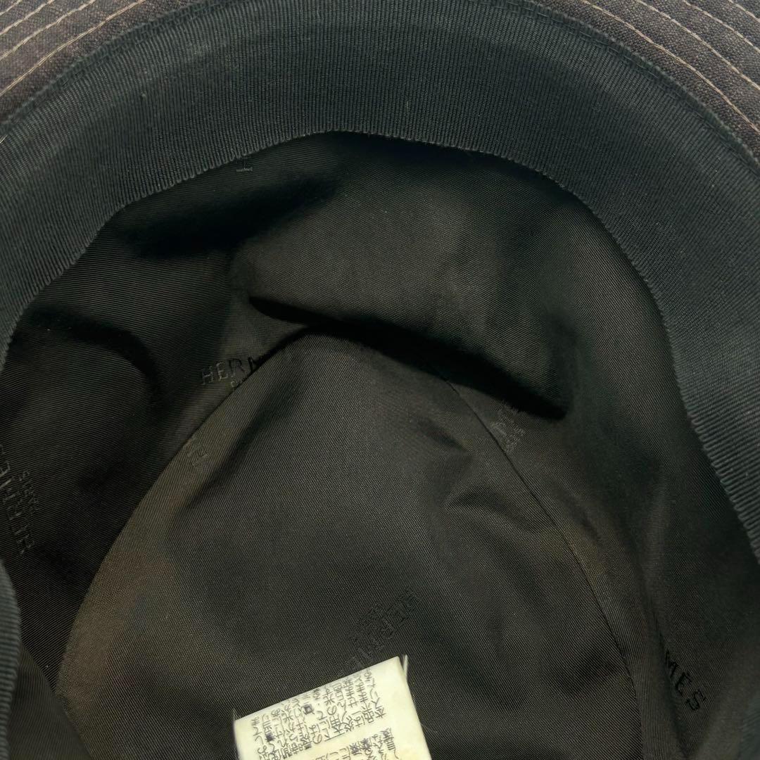 エルメス　HERMES　バケットハット　バケハ　帽子　チェック柄　レザーバンド