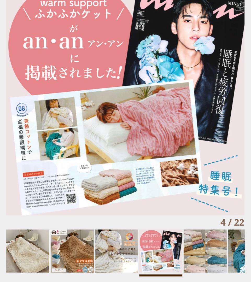 【新品】吸湿発熱綿　ロマンス小杉　ウォームサポート　ふかふかケット　シングル