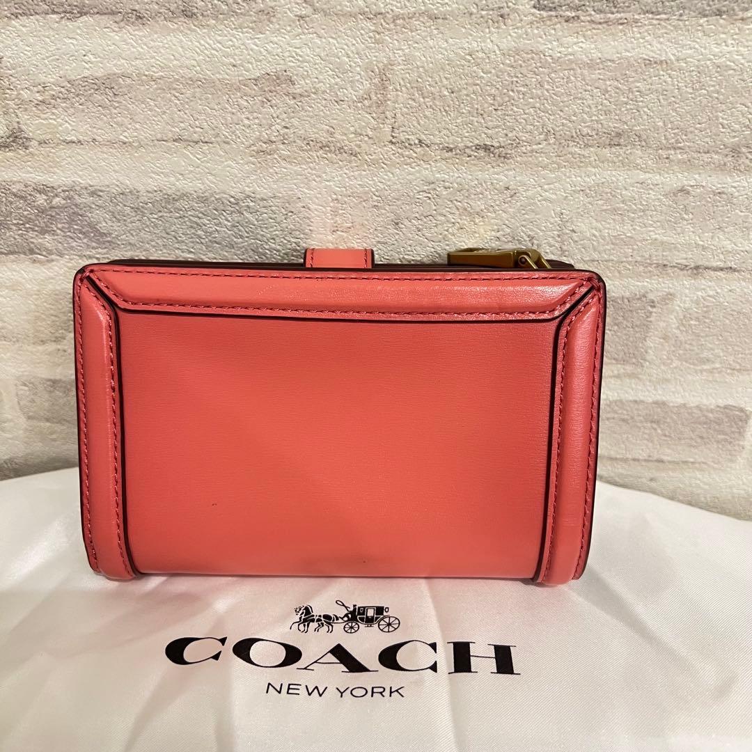 【極美品】コーチ ハットン ウォレット ピンク 二つ折り財布
