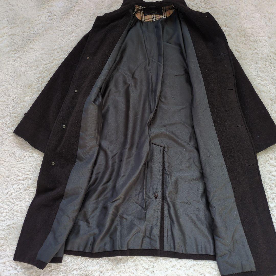 希少　バーバリー　ウール　アンゴラ混　Aライン　ロング　ダークブラウン MA