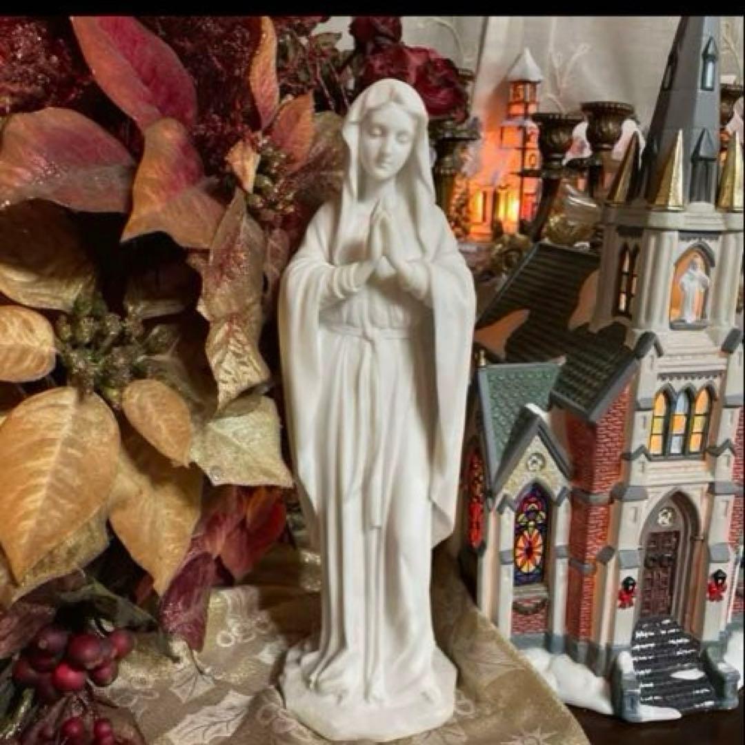 聖母 マリア像 キリスト教美術彫刻像 高さ約29cm ふーこ