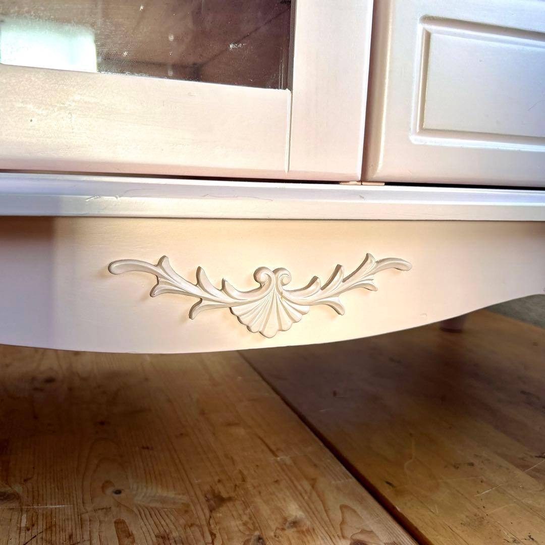 ピンクのテレビボード　フェミニン プリンセス系 幅90cm ロココ調　テレビ台