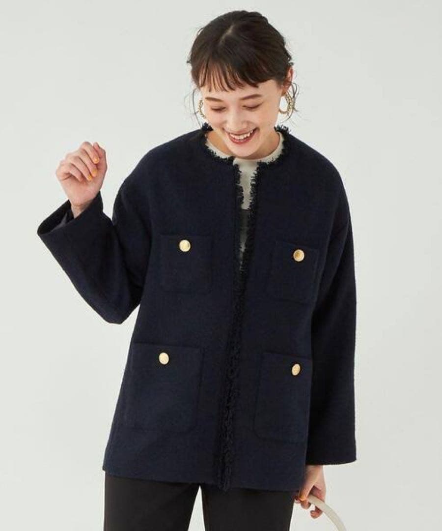 美品✨green label relaxing ツイードノーカラージャケットS