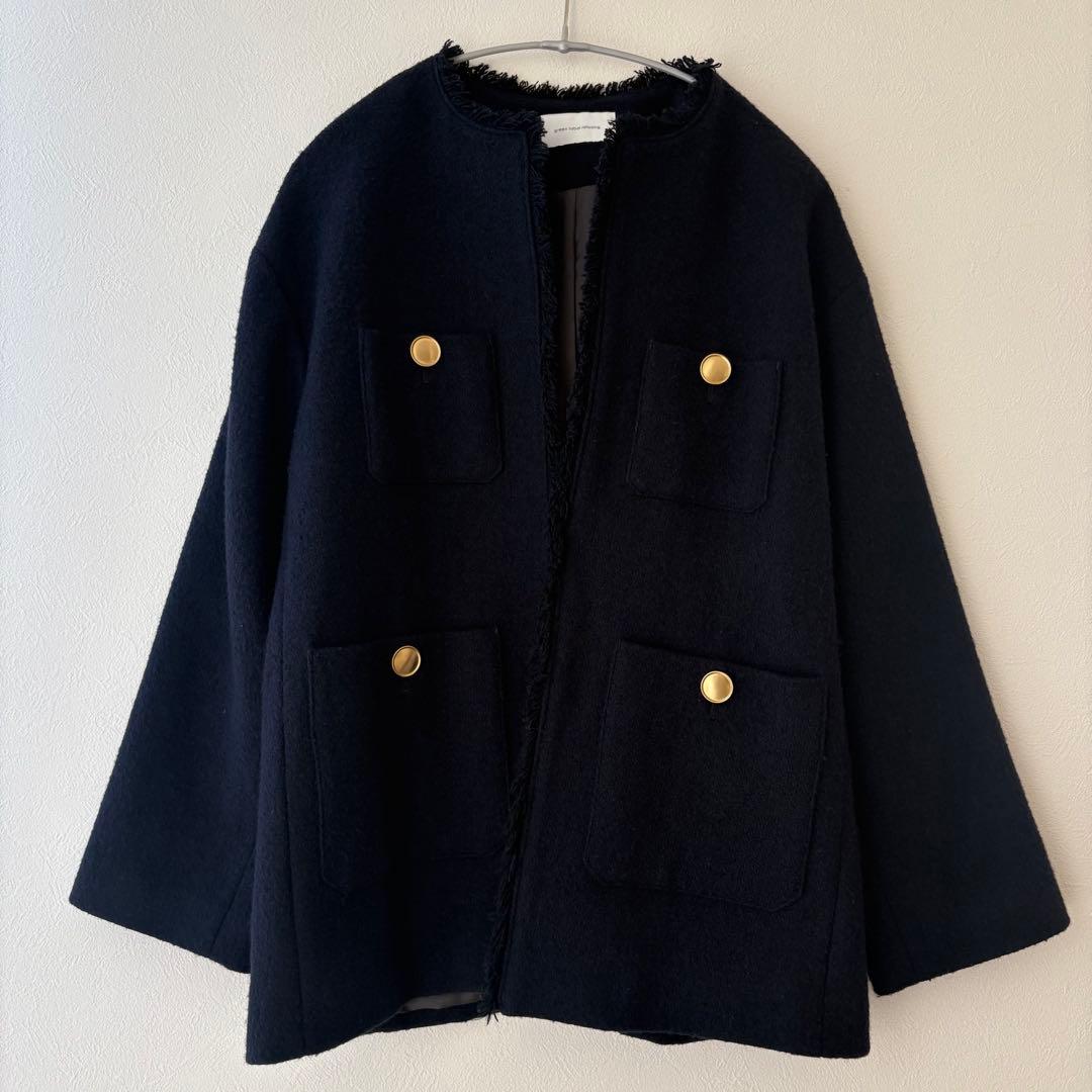 美品✨green label relaxing ツイードノーカラージャケットS