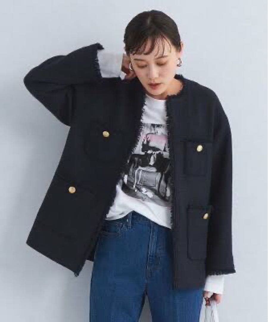 美品✨green label relaxing ツイードノーカラージャケットS