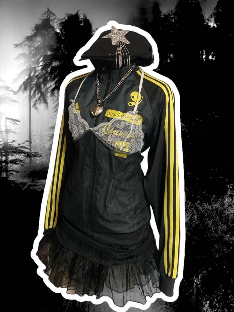 レアadidas平成ギャルy2kパンク古着屋フェアリーグランジトラックゴールド姫